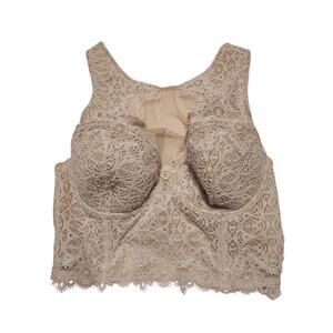 Victoria's Secret Long Line Lace Bra Ivory and Tan Size 36b Demi